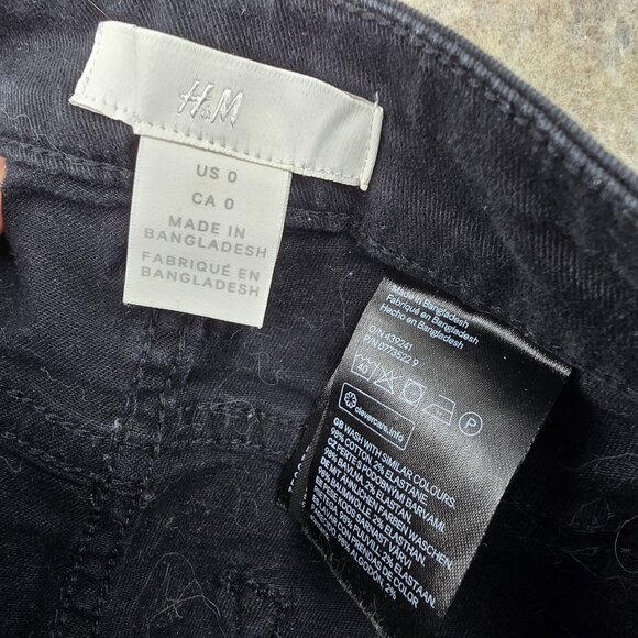 H&M Womens Black High-Waist Denim Shorts US 0 Cotton/Elastane Blend - Picture 3 of 7